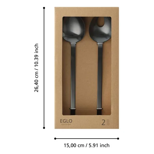 EGLO Salatbesteck Seoni 2-teilig, Schwarz Matt - Produkttyp: Salatbesteck  - Material: Edelstahl - Detailfarbe: Schwarz - Länge: 29 cm