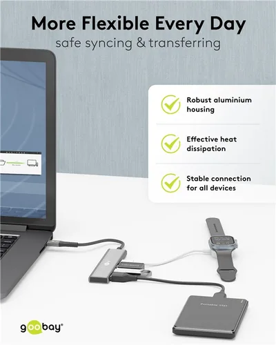 Slim 4-Port USB-C auf USB-C/USB-A 5 Gbit/s (grau)