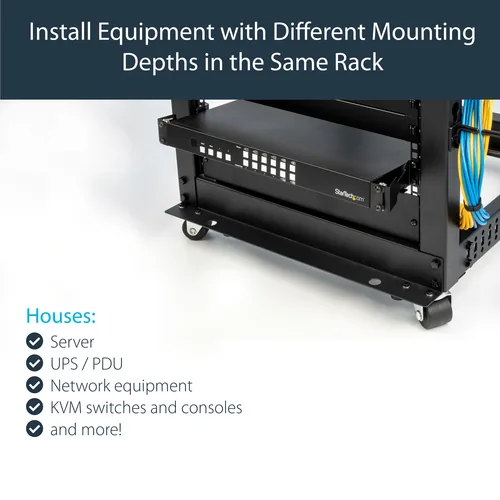 StarTech.com Server Rack Depth Extender - 1U - 4in / 10 cm - TAA Compliant - Recessed Rack Adapter - Rack Mount Adapter Kit - Network Rack Extender