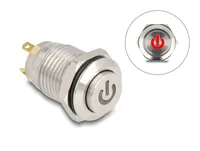 DELOCK Drucktaster zum Einbau 12 mm 4 x Lötanschluss LED rot