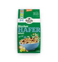 Bauck Mühle Bircher – Hafer – Müsli 425 g - Produkttyp: Getreide - Nährwertangabe pro: 100 g - Energiegehalt (in kj): 1578 KJ - Energiegehalt (in kcal): 375 Kcal - Fett: 7.9 g - Davon gesättigte Fettsäuren: 1.2 g