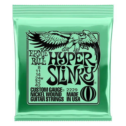 Ernie Ball Gitarrensaiten 2229 Slinky Nickel – Hyper 8-42 - Packungsgrösse: Satz - Zu Instrument: E-Gitarre - Saitenanzahl: 6-Saiter