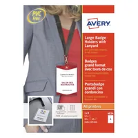 Avery Zweckform Namensschild mit Textilband 148 x 105 mm, 10 Stück - Höhe: 148 mm - Material: Papier - Kunststoff - Detailfarbe: Blau - Transparent