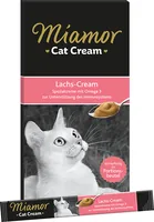 Miamor Katzen-Snack Lachs-Cream, 6 x 15 g - Snackart: Flüssig - Tierbedürfnis: Haut & Fell - Gewichtskontrolle - Geschmacksrichtung: Fleischerzeugnis - Zertifikate: Keine Zertifizierung - Fleischsorte: Fleischerzeugnis - Futtereigenschaft: Ohne künstliche