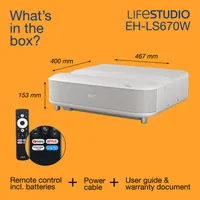 Epson EH-LS670W Standard Throw-Projektor 3600 ANSI Lumen 3LCD UHD 4K (3840x2160) Weiß