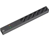 Bachmann 19-Steckdosenleiste ALU 1HE ÜSS, 6-fach, schwarz 2,0m, ohne Schalter