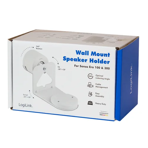 LogiLink BP0207W speaker mount Wall Plastic, Steel White