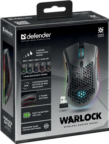 Defender GM-709L Warlock 52709 Wireless mouse for gamers with RGB backlighting