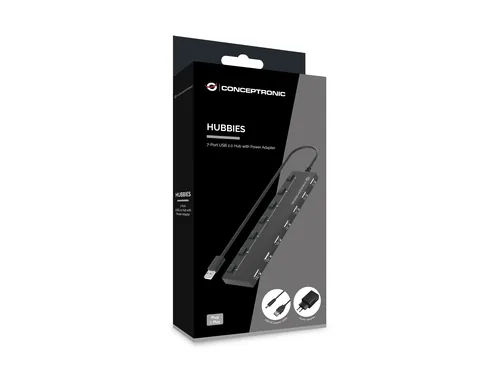 CONCEPTRONIC 7-Port Hub USB-A2.0->7xA2.0DC m.Netz. sw