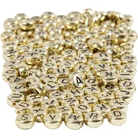 Creativ Company Buchstabenperlen 7 mm Kunststoff, Gold/Schwarz - Packungsgrösse: 200 Stück - Durchmesser: 7 mm - Detailfarbe: Gold - Schwarz - Perlenart: Acrylperlen