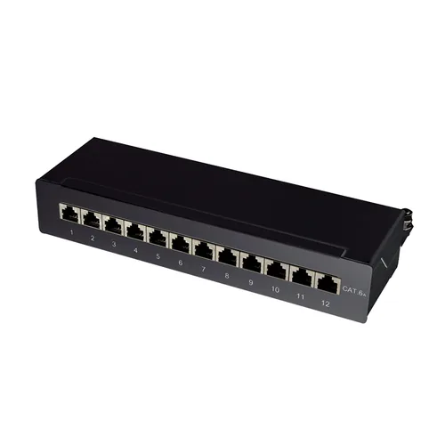 Logilink Patchpanel TischWand Cat.6A STP 12 Ports, schwarz