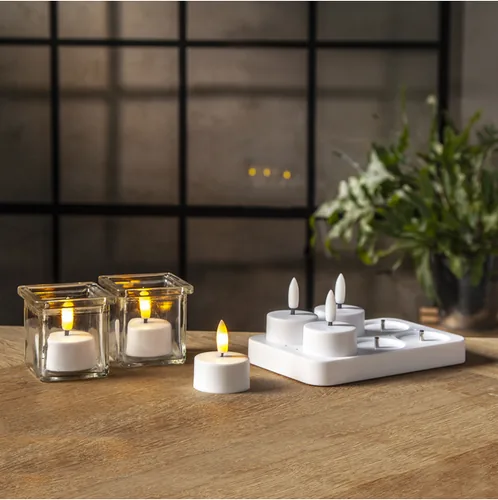 Star Trading LED Teelichter Set Flamme Charge 6er, Weiss - Betriebsart: Akkubetrieb - Fernbedienung: Nein - Aussenanwendung: Nein - Timerfunktion: Keine Angaben - Set: Ja - Durchmesser: 5 cm