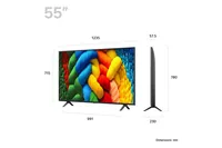 LG TV 55NANO80A6B 55, 3840 x 2160 (Ultra HD 4K), LED-LCD - Auflösung: 3840 x 2160 (Ultra HD 4K) - Bildschirmdiagonale: 55  - Tuner-Signal: DVB-S2 (Satellit) - DVB-T2 (terrestrisch) - DVB-C (Kabel) - HDMI Anschlüsse: 3 - Schnittstellen: HDMI eARC - CI+ Ste