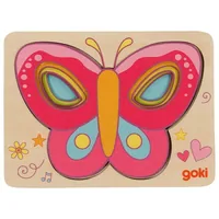 Goki Schichtenpuzzle Schmetterling 15 x 11 x 1.7 cm - Altersempfehlung ab: 2 Jahren - Material: Holz - Detailfarbe: Mehrfarbig