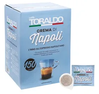 Caffè Toraldo Kaffeepads ESE Pads Crema di Napoli 150 Stück - Entkoffeiniert: Nein - Produktionsland: Italien - Packungsgrösse: 150 Stück - Geschmacksrichtung: Keine - Getränkeart: Cappuccino - Espresso - Latte Macchiato - Ristretto - Kaffeeart: E.S.E. Pa
