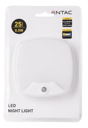 Entac Nachtlicht 0.5W quadrat. WW White Dämmerungssensor