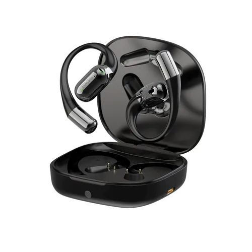 4smarts Open-Ear Bluetooth Kopfhörer SkyBuds AI Screen, Schwarz - Detailfarbe: Schwarz - Kopfhörer Ausstattung: Mikrofon - App - Ladeschale/Ladebox - Verbindungsmöglichkeiten: Bluetooth - Aktive Geräuschunterdrückung: Nein - Einsatzbereich: Sport - Kopfhö