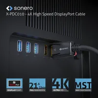 sonero Kabel 4K Displayport 1.2 Stecker <-> Stecker, 4K/60Hz, 1 m - Kabeltyp: Anschlusskabel - Videoanschluss Seite A: DisplayPort - Videoanschluss Seite B: DisplayPort - Detailfarbe: Schwarz - HDMI Standard: Keine Angabe - Display Port Standard: 1.2