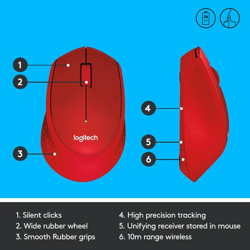 Logitech Wireless Mouse M330 silent plus red retail