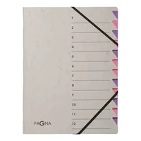 Pagna Ordnungsmappe A4 Easy Grey Grau; Lila, 12 Fächer - Typ: Ordnungsmappe - Ausstattung: Register - Gummiband - Detailfarbe: Grau - Lila - Material: Span