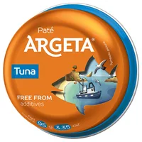 Argeta Brotaufstrich Thunfisch MSC 4 x 95 g - Nährwertangabe pro: 100 g - Energiegehalt (in kj): 1288 KJ - Energiegehalt (in kcal): 311 Kcal - Fett: 28 g - Gesättigte Fettsäuren: 3.4 g - Kohlenhydrate: 2.8 g