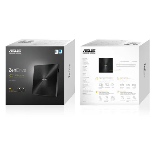SDRW-08U9M-U NEW ZEN Drive Schwarz External / USB2.0 / DVD+/-R 8x, DVD+/-RW 8x, CD-R/-RW 24x / Power2Go