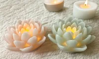 Dameco LED Wachskerze Lotus Blüte 2er Set rosa und türkis grün - Betriebsart: Akkubetrieb - Fernbedienung: Nein - Aussenanwendung: Ja - Höhe: 16 cm - Timerfunktion: Nein - Set: Ja