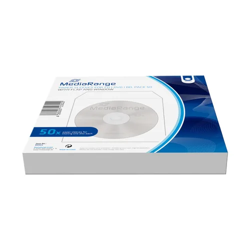 MediaRange CD-Tasche Papier - Produkttyp: CD-Tasche - Medientyp: DVD - CD - Nutzinhalt Gesamt: 1 Stück - Ausstattung: Sichtfenster - Verpackungseinheit: 50 Stück