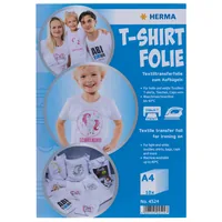 HERMA Aufbügelfolie A4, 20 Stück, Weiss - Geeignet für Drucker: Inkjet - Detailfarbe: Weiss - Aussenanwendung: Ja - Selbstklebend: Nein - Folien Effekt: Aufbügelbar - Format: A4