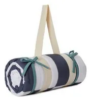 Urbanara Picknickdecke Tamina 180 x 120 cm - Blaugrau / Naturweiss - Breite: 120 cm - Material: Polyester - Baumwolle - Länge: 180 cm - Farbe: Blau - Sportart: Outdoor