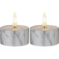 Star Trading LED Teelichter Set Flame Marble Ø 5.5 x 6 cm, Grau, 2 Stk - Betriebsart: Batteriebetrieb - Fernbedienung: Nein - Aussenanwendung: Nein - Timerfunktion: Nein - Set: Ja - Durchmesser: 5.5 cm