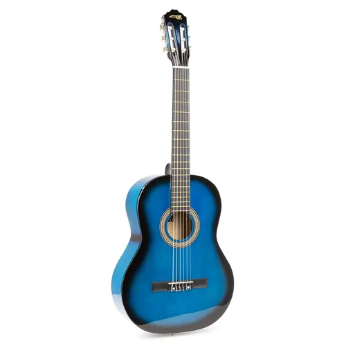 MAX Konzertgitarre SoloArt Set Blau - Griffbrett: Ahorn - Decke: Linde - Decke massiv: Nein - Gitarrengrösse: 4/4 - Mensur: 65 cm - Ausführung: Rechtshänder