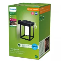 Philips Camill UE Wandleuchte Solar SQ schwarz 3000K - Dimmbar: nicht dimmbar - Lichtfarbe: Warmweiss - Farbtemperatur Kelvin: 3000 K - Zusätzliche Ausstattung: Dämmerungssensor - Bewegungssensor - Leuchtenfarbe: Schwarz - Lichtausbeute: 178.5 lm/W