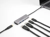 Delock USB-Hub 2x USB C 5Gbps/2x USB A 5Gbps - Stromversorgung: USB-C - Anzahl Ports: 4 - Detailfarbe: Grau - USB Standard: 3.0/3.1/3.2 Gen 1 (5 Gbps) - USB Anschluss 2 (Endgerät): USB A - USB C - USB Anschluss 1 (Quelle): USB C