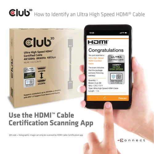 CLUB3D CAC-1371 HDMI cable HDMI Typ A (Standard) Schwarz