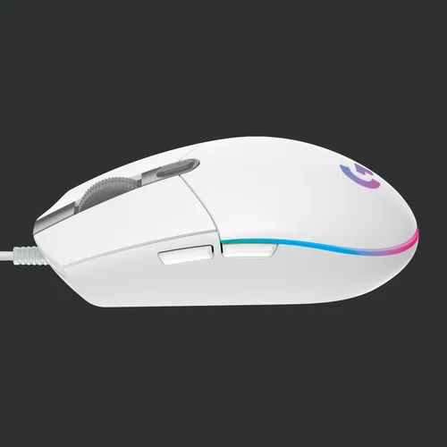 Logitech Gaming-Maus G203 Lightsync Weiss - Maus Features: RGB-Beleuchtung - Seitliche Zusatztasten - Beleuchtung - Programmierbare Tasten - Scrollrad - Bedienungsseite: Rechtshänder - Detailfarbe: Weiss - Gewicht: 85 g - Verbindungsart: Verkabelt - Schni