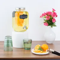 relaxdays Getränkespender mit Fruchteinsatz 4 Liter - Anwendungszweck: Getränk - Materialtyp: Glas - Set: Nein