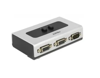 Delock Switchbox 2 Port RS-232/422/485 Bidirektional - Anzahl Eingänge: 2 × - Steckertyp Seite A: DB9 - Anzahl Ausgänge: 1 × - Steckertyp Seite B: DB9 - Material: Kunststoff - Bedienungsart: Tasten