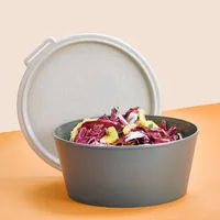 Koziol Schale Move Box mit Deckel 2.2 l, Grau - Unterteilungsmöglichkeit: Nein - Material: Biozirkulärer Kunststoff - Detailfarbe: Grau - Set: Nein - Form: Rund