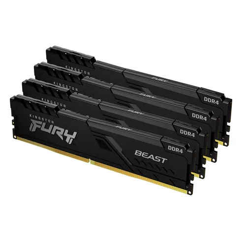 KINGSTON Memory 32GB -  3200MHz -  DDR4 -  CL16 -  DIMM -  Kit of 4 -  FURY Beast -  Black