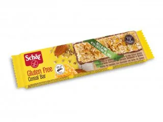 Dr.Schär Riegel Cereal Bar Vitamin glutenfrei 25 g - Produkttyp: Riegel mit Schokolade - Nährwertangabe pro: 100 g - Energiegehalt (in kj): 1699 KJ - Energiegehalt (in kcal): 405 Kcal - Fett: 13 g - Gesättigte Fettsäuren: 6 g