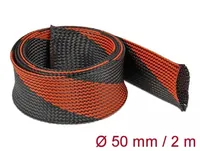 DELOCK Geflechtschlauch dehnbar 2 m x 50 mm schwarz-rot