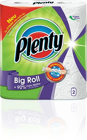 Plenty Haushaltspapier Extra Long 2 Rollen à 86 Blatt - Verpackungseinheit: 2 Stück - Anzahl Blatt: 86 × - Natürlich Leben: Ja