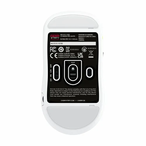 Cherry Gaming-Maus XTRFY M68 Pro Weiss - Maus Features: Programmierbare DPI-Einstellung - Umschaltbare DPI-Auflösung - Seitliche Zusatztasten - Scrollrad - Bedienungsseite: Rechtshänder - Detailfarbe: Schwarz - Gewicht: 55 g - Verbindungsart: Kabellos - S