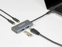 Delock USB 3.1 Hub - Stromversorgung: USB - Anzahl Ports: 4 - Detailfarbe: Grau - USB Standard: 3.1 Gen 2 (10 Gbps) - USB Anschluss 2 (Endgerät): USB A - USB C - USB Anschluss 1 (Quelle): USB C