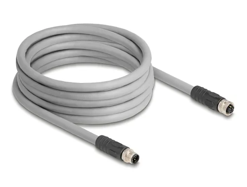 Delock M12 Kabel L-kodiert 5 Pin Stecker zu Buchse PUR schleppkettentauglich 5 m grau