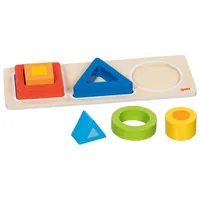 Goki Geo Blocks Formensortierbrett 28 x 10 x 3.5 cm - Altersempfehlung ab: 2 Jahren - Material: Holz - Detailfarbe: Mehrfarbig