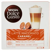 Nescafé Kaffeekapseln Latte Macchiato Caramel 8 Portionen - Entkoffeiniert: Nein - Produktionsland: Brasilien - Kolumbien - Packungsgrösse: 8 Stück - Geschmacksrichtung: Caramel - Getränkeart: Latte Macchiato - Kaffeeart: NESCAFÉ Dolce Gusto