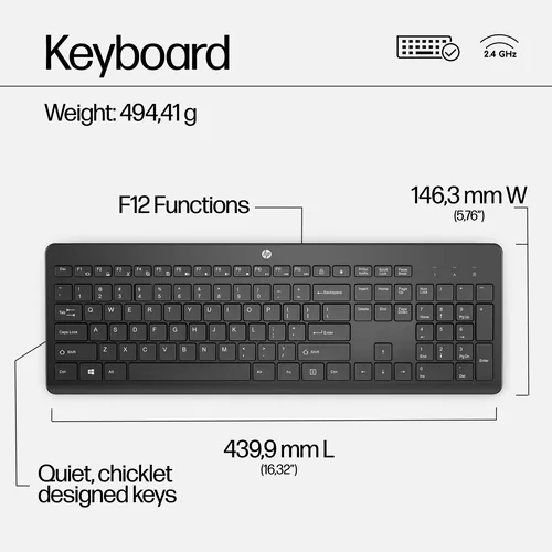 HP 230 Wireless Mouse and Keyboard Combo White clavier Souris incluse RF sans fil Blanc