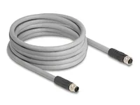 Delock M12 Kabel L-kodiert 5 Pin Stecker zu Buchse PUR schleppkettentauglich 5 m grau